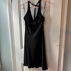 Jones New York Dress Womens 10 Black Halter Y2K Rhinestone Mini Sleeveless
